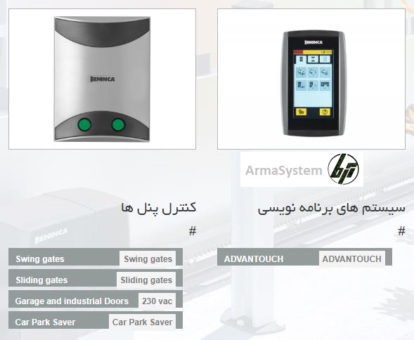 انواع برد کنترل درب پارکینگ و راهبند های بنینکا ایتالیا